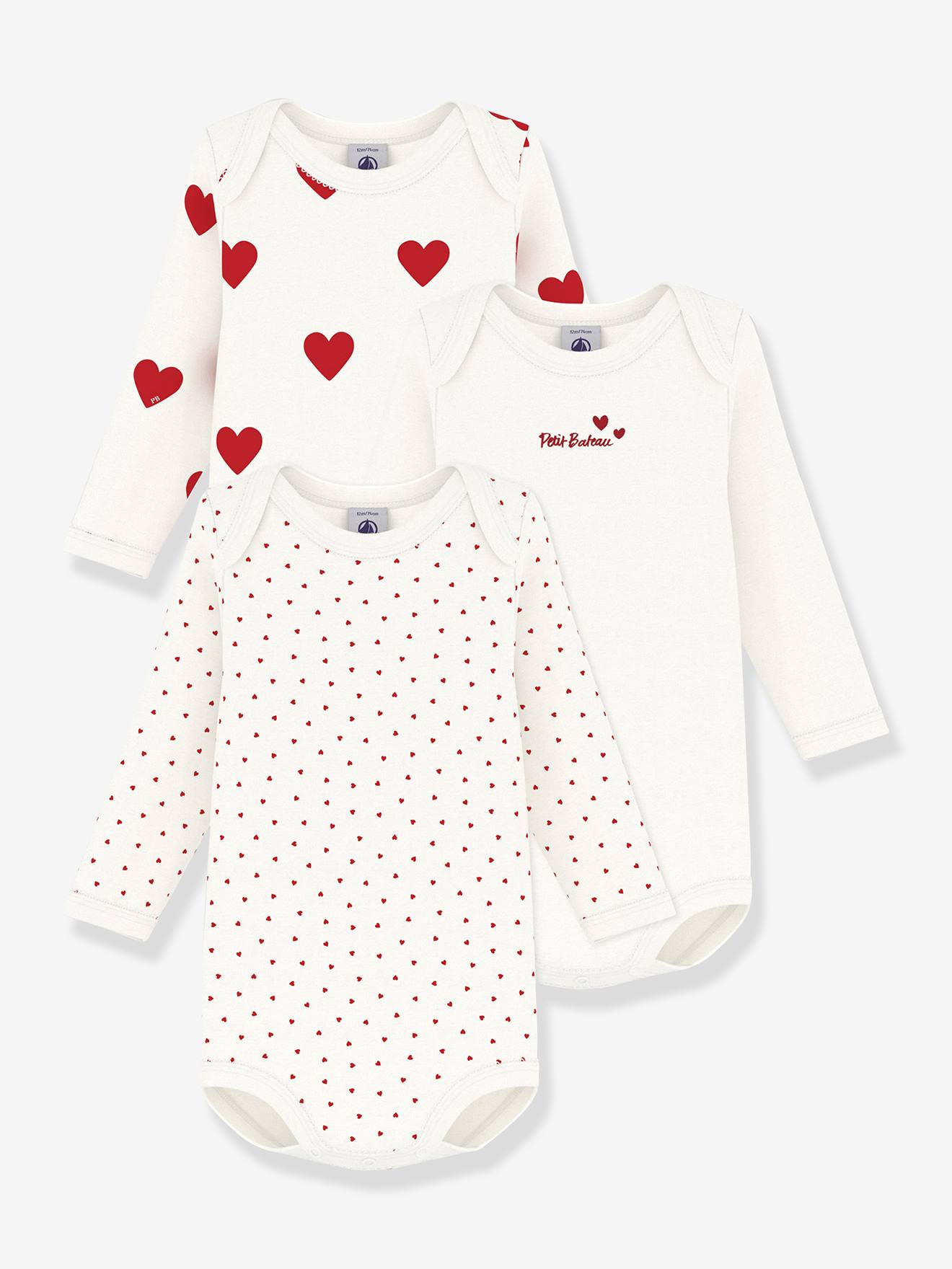 Lot de 3 bodies manches longues lot blanc (Petit Bateau) - Couverture