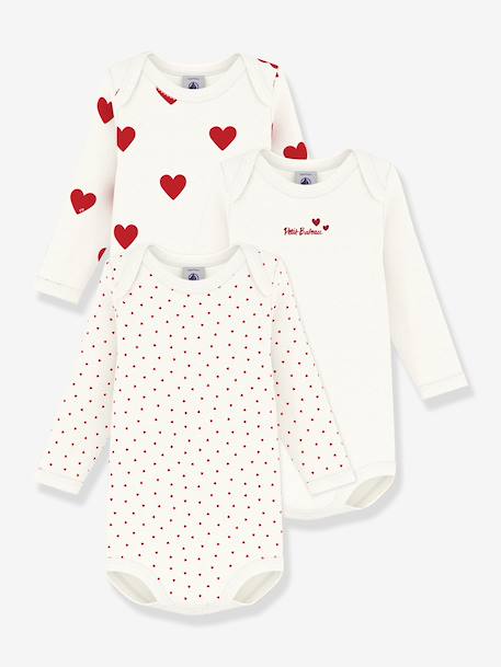 Petit Bateau - Lot de 3 bodies manches longues lot blanc
