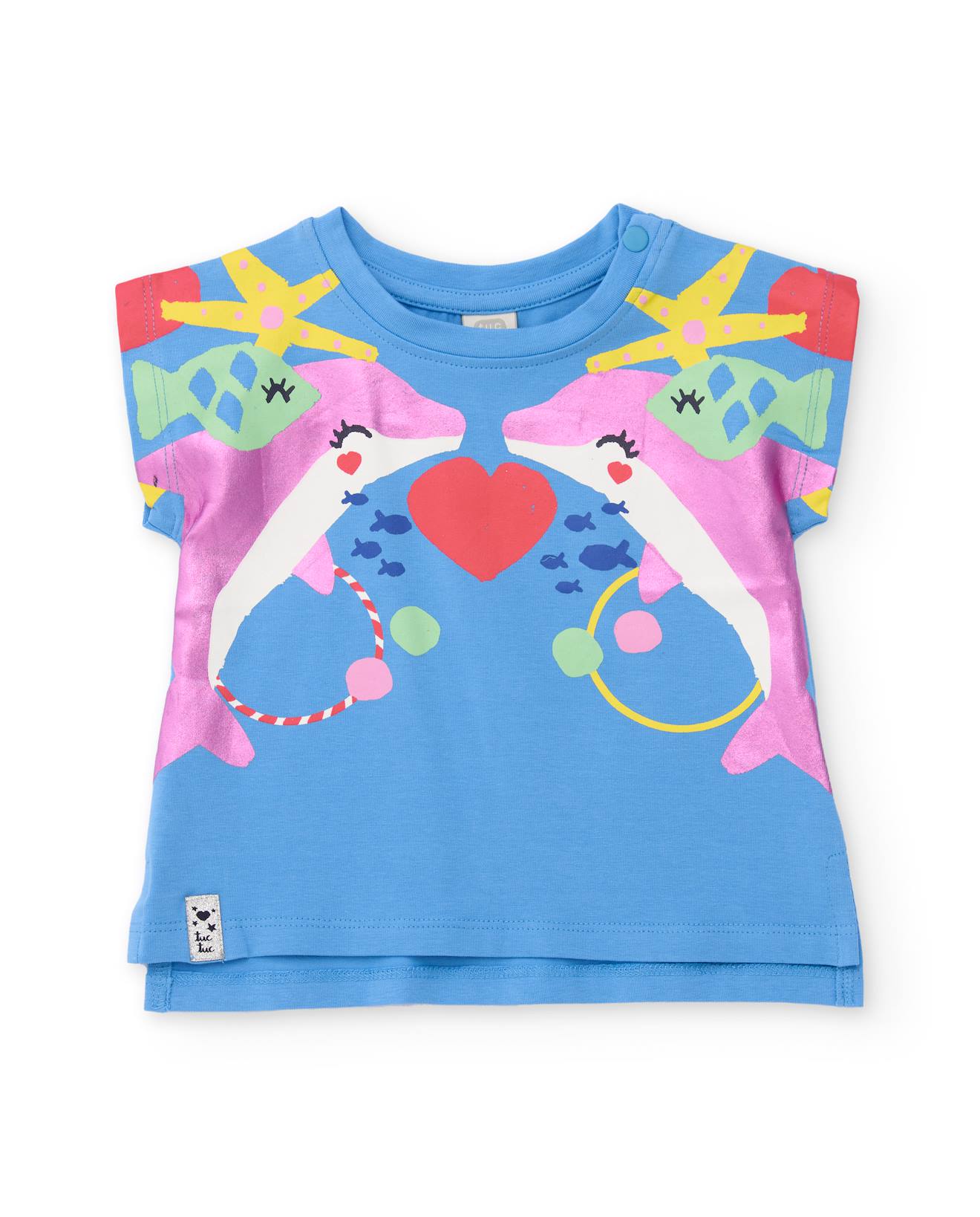 T-shirt En Maille Pour Fille Avec Grand Imprim Sur Le Devant Bleu 17 €