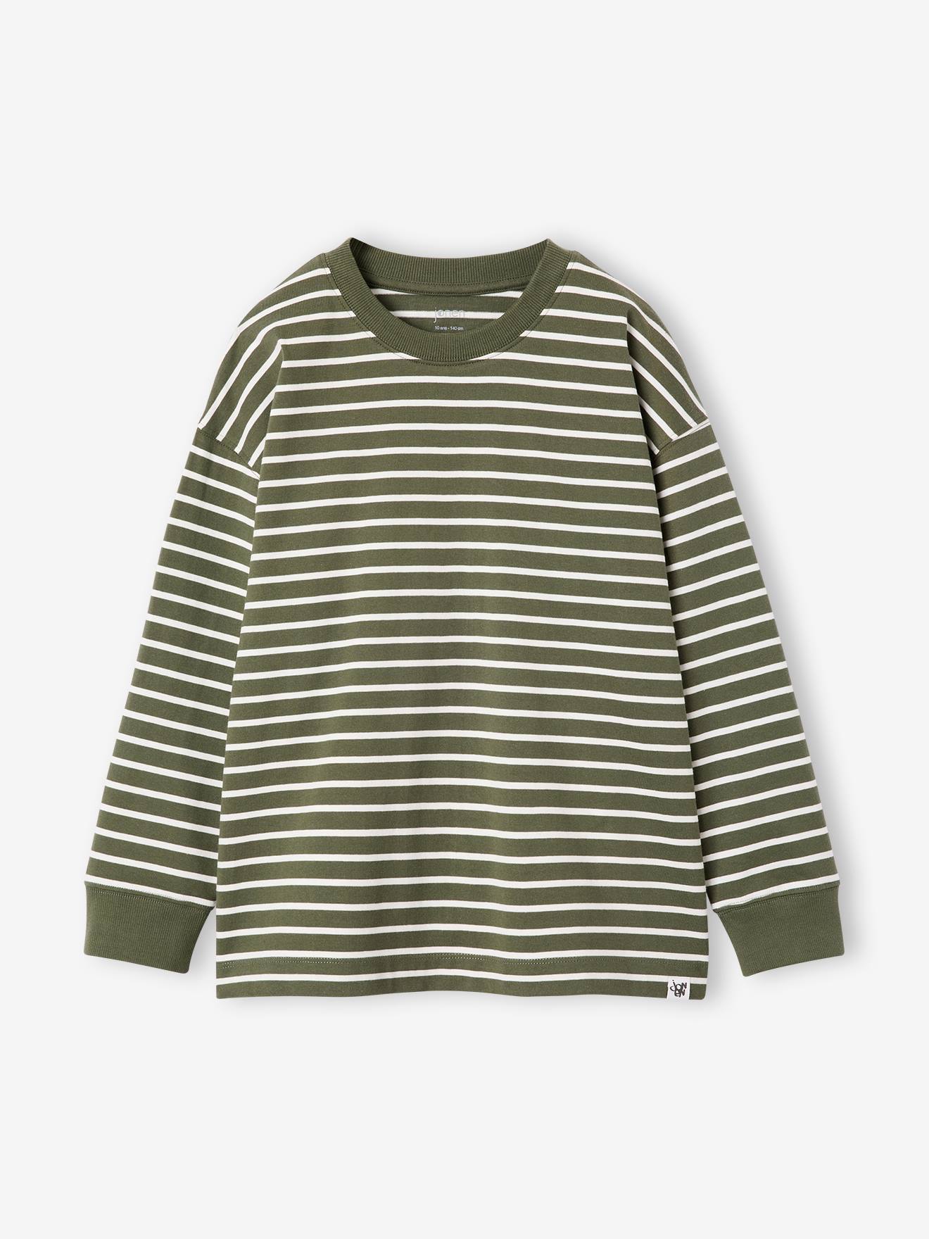 T-shirt rayé garçon oversize vert