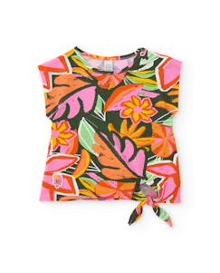 -T-shirt fille en maille avec nœud au bas