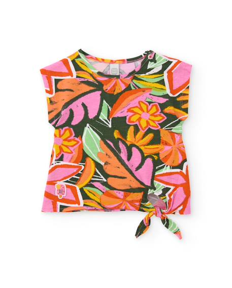 Fille-T-shirt fille en maille avec nœud au bas