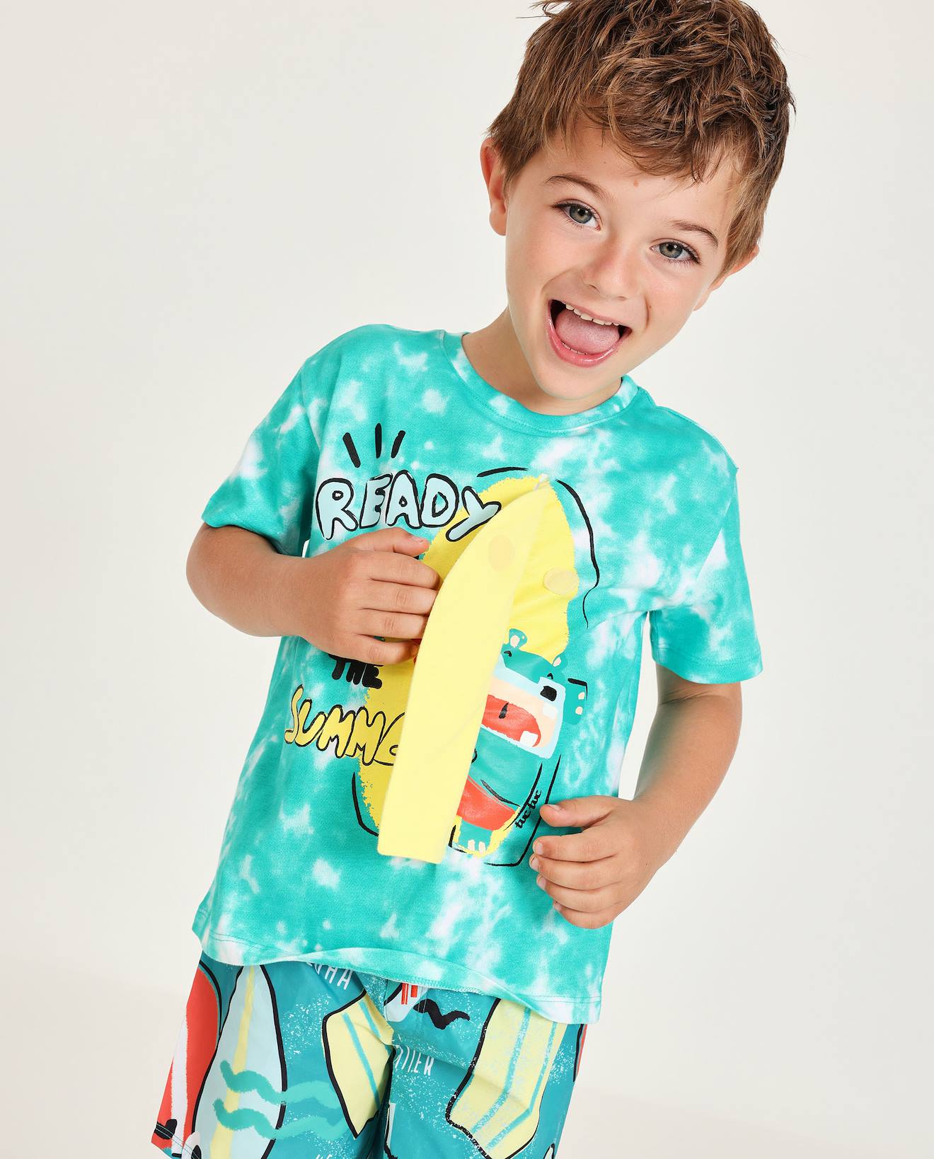 T-shirt Garçon En Maille Avec Détail En Relief Bleu