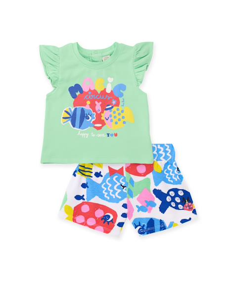 Bébé-Ensemble en maille pour fille avec volants aux manches