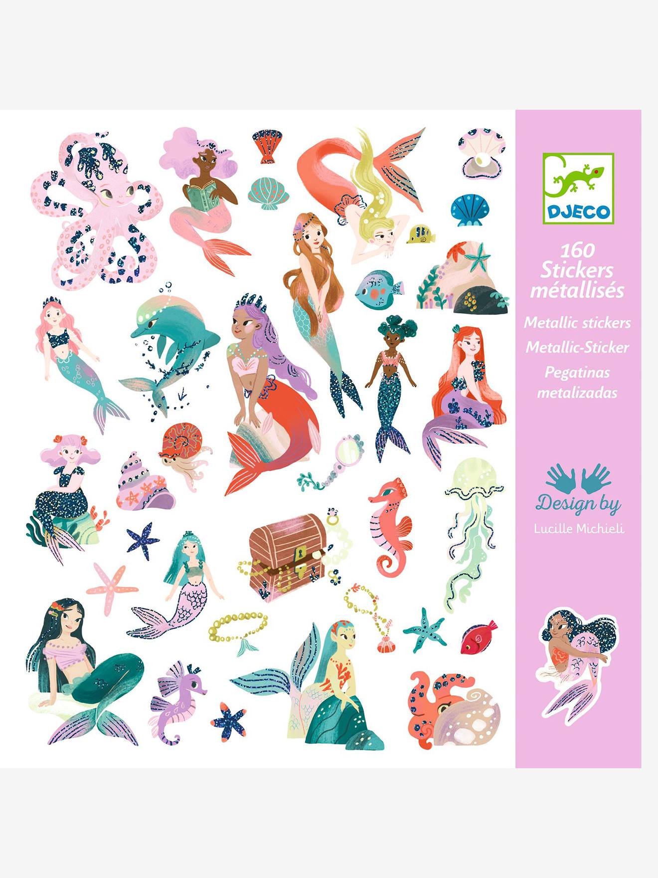 160 stickers Sirènes rose