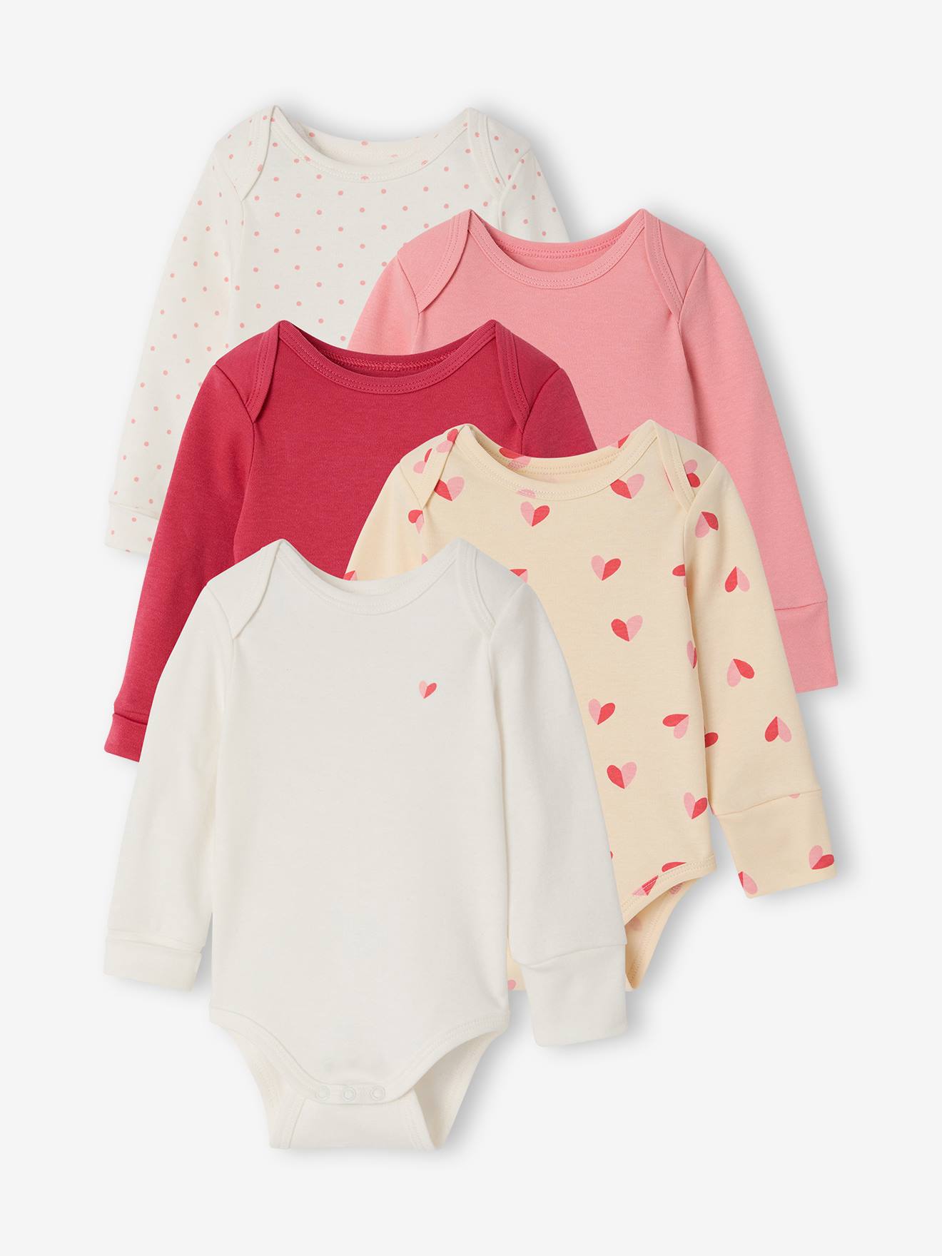 Lot 5 bodies manches longues bébé fille écru