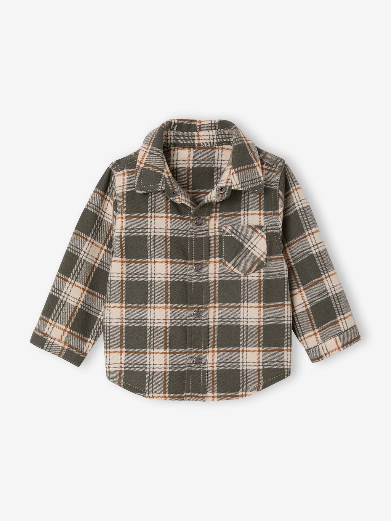 Chemise flanelle bb carreaux kaki 18$
