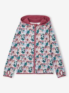 -Sweat sport zippé matière technique fille motifs fleurs