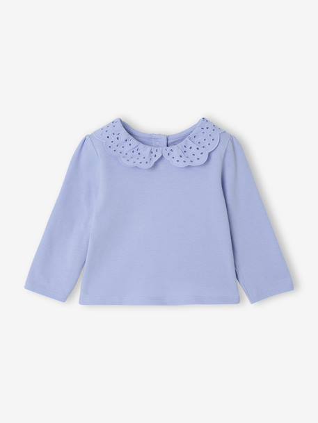 Bébé-T-shirt, sous-pull-T-shirt bébé col brodé manches longues