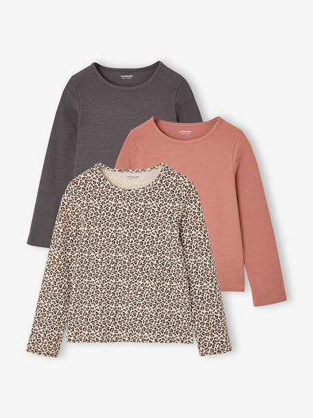 Fille-T-shirt, sous-pull-Lot de 3 T-shirts manches longues fille