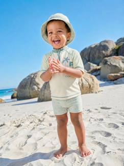 -Ensemble de bain T-shirt anti-UV + short + bob bébé