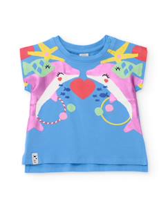 T-shirt en maille pour fille avec grand imprimé sur le devant  - vertbaudet enfant