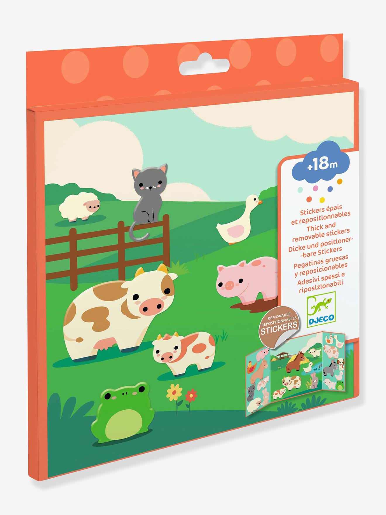 Stickers repositionnables animaux ferme rouge