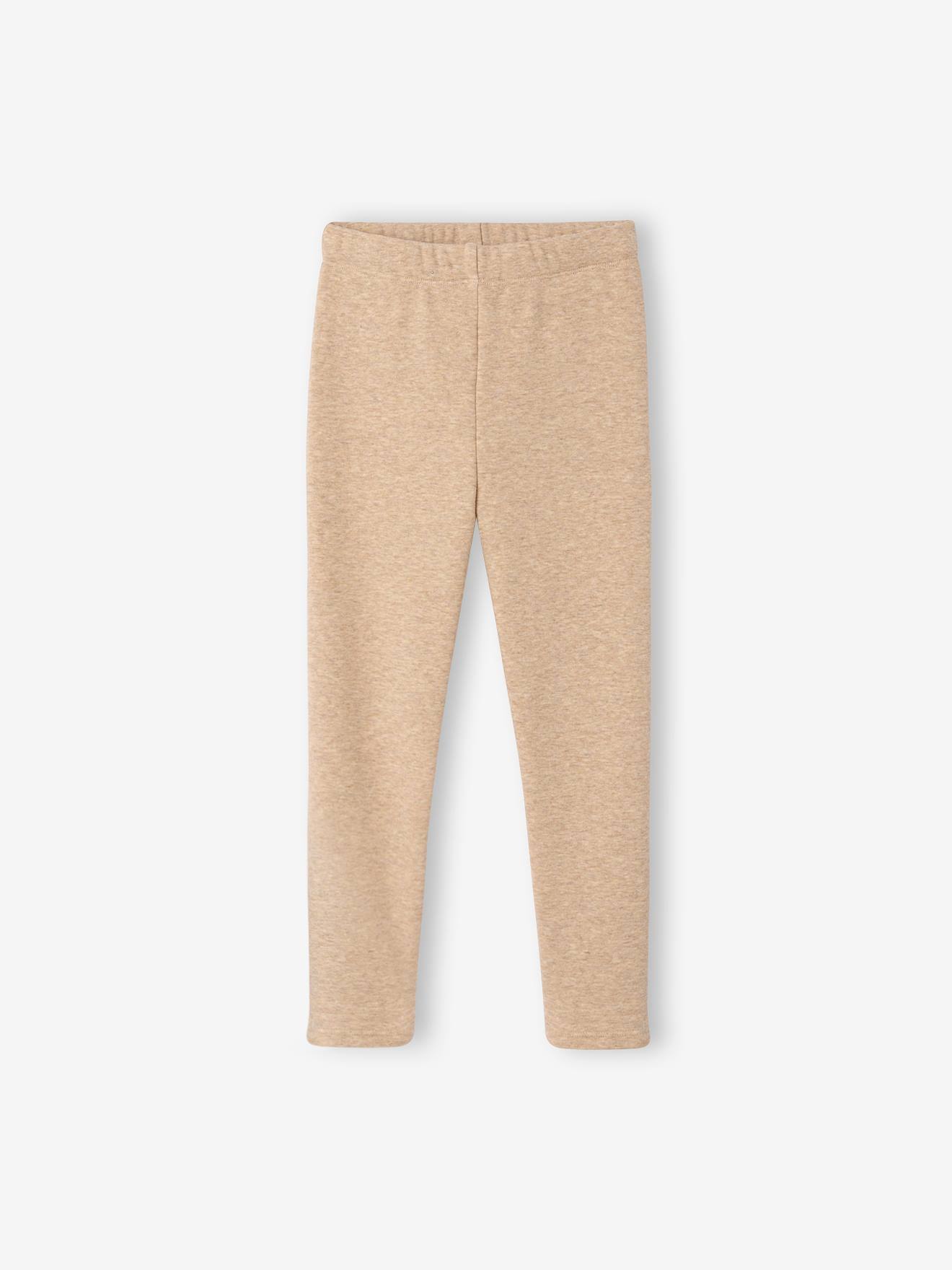 Legging fille doublé polaire beige chiné