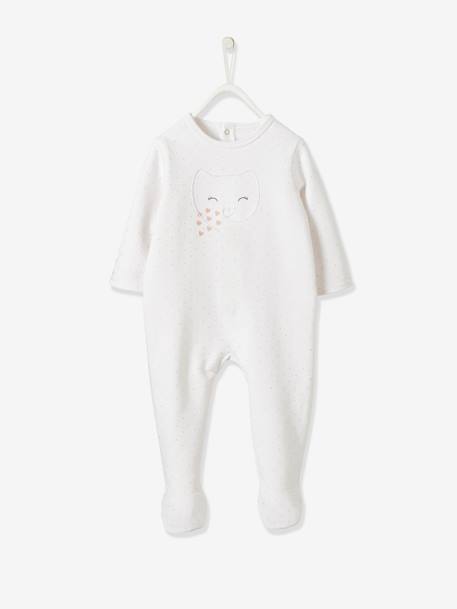 Pyjama Bebe En Molleton Chat Coeur Et Pois Ecru Vertbaudet
