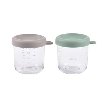 Béaba - Lot De 2 Portions Repas En Verre 250 Ml Vert Sauge/gazelle