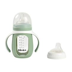 Puériculture-Repas-Biberonnerie-Biberon verre + housse silicone 2 en 1