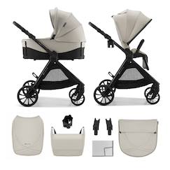 Puériculture-Poussette-Poussette 2 en 1 Kinderkraft VESTO 2 memory buttons, nacelle ventilée 3 zones, pliage avec siège, éco?cuir, accessoires inclus