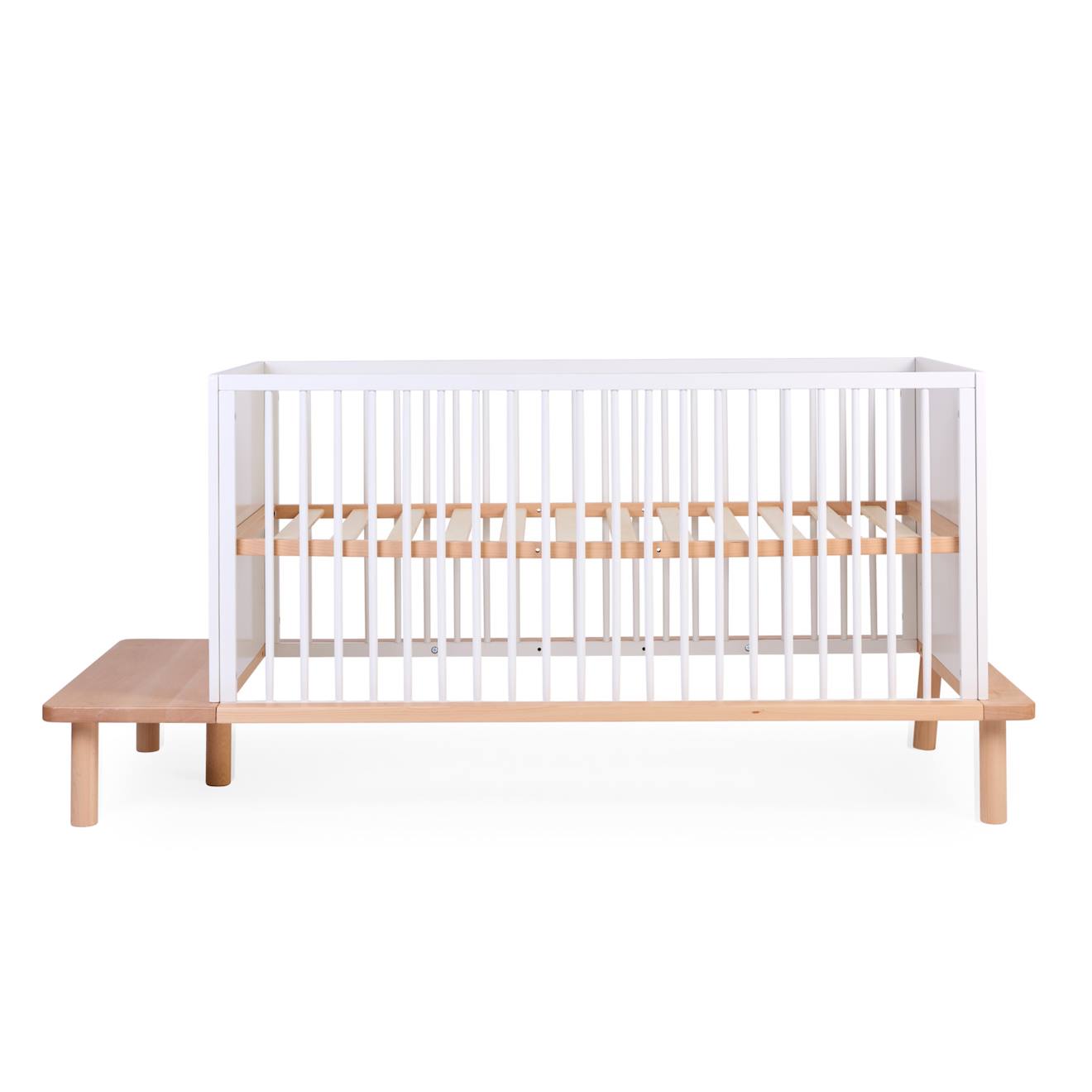 Lit Bébé Évolutif Sommier À Lattes À Hauteur Réglable 70x140cm Naturel