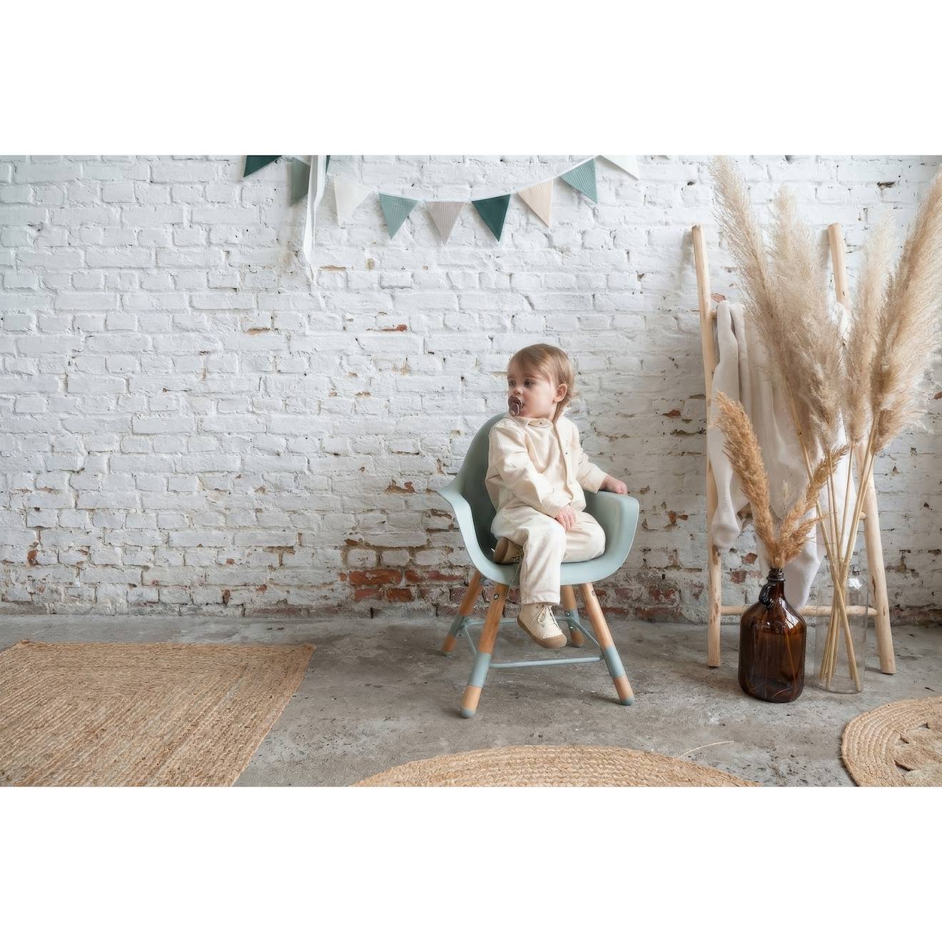 Chaise Haute Évolutive Réglable En Hauteur Menthe (Childhome) - Image 1