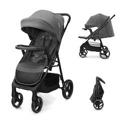 Puériculture-Poussette-Poussette kinderkraft TRIG 3 TR avec plateau click & fold, assise allongée 91,5 cm, roues pivotantes 360°, capote déperlante