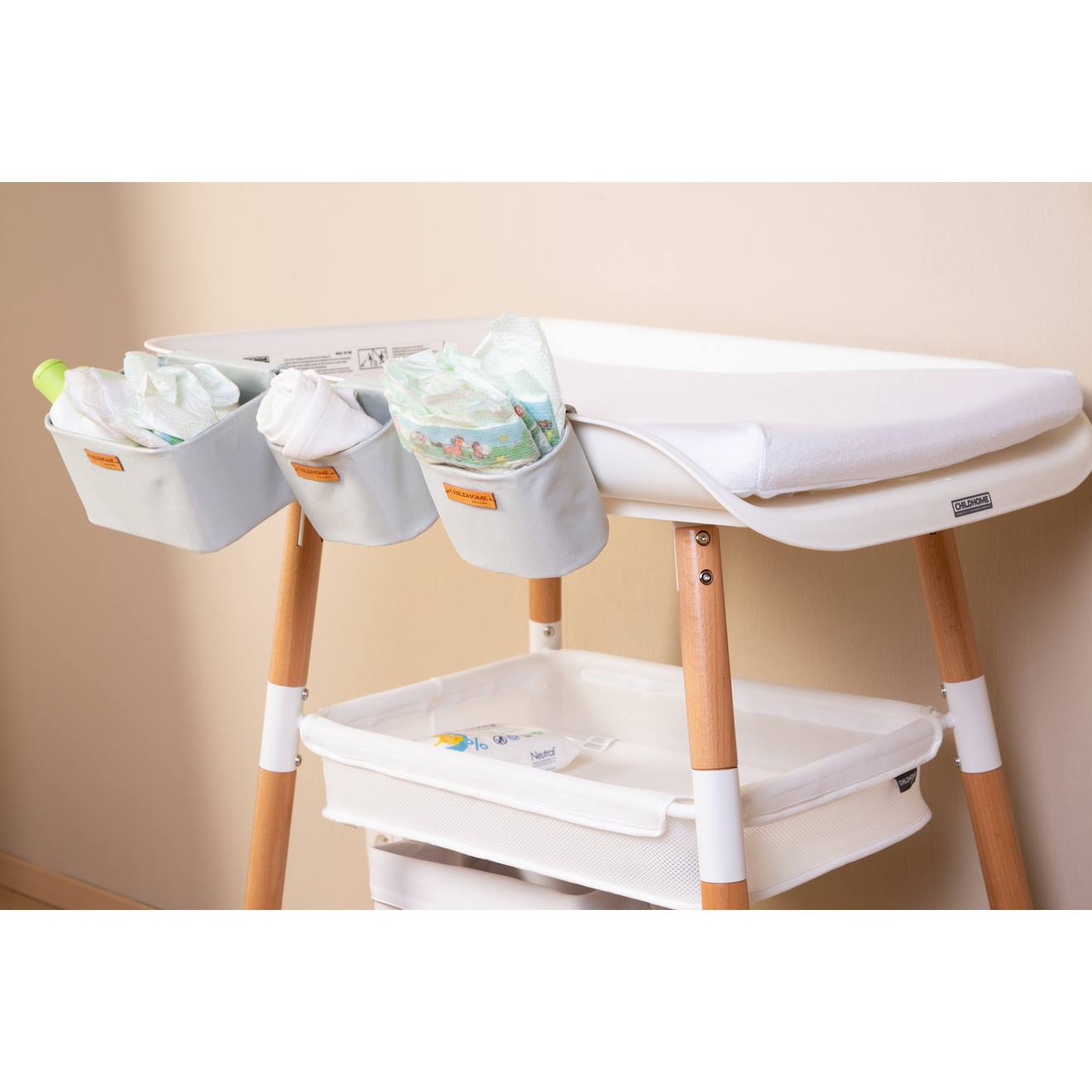Lot De 3 Paniers De Rangement Suspendus Gris Clair (Childhome) - Image 1