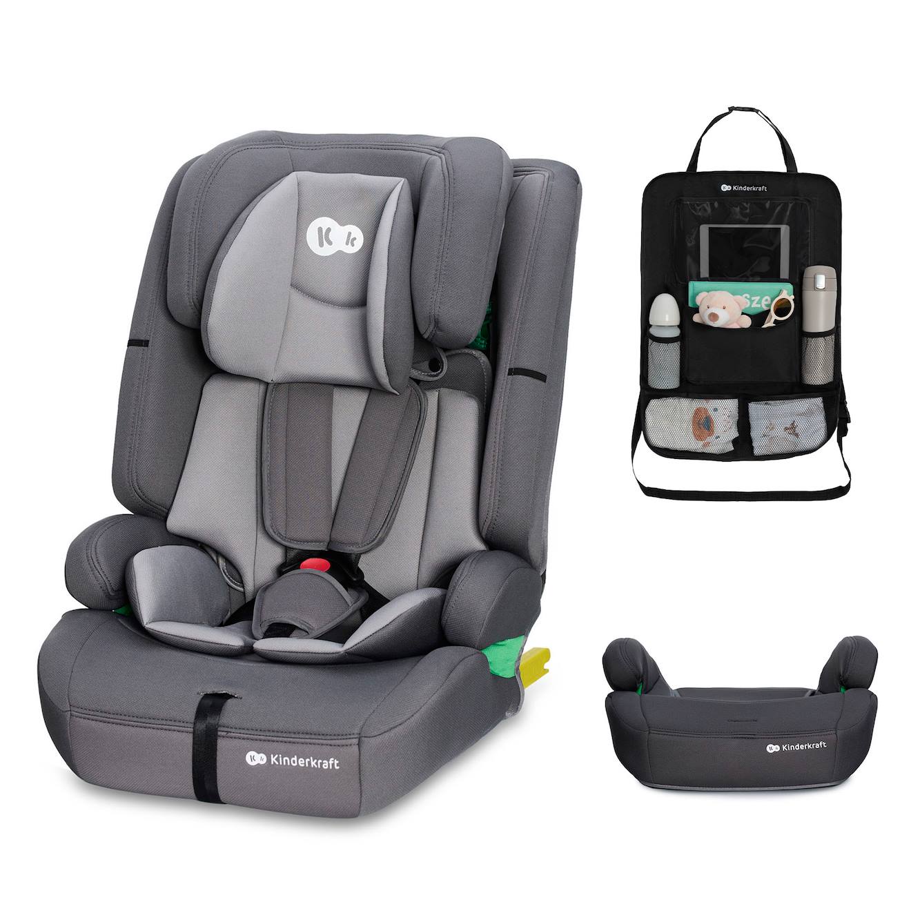 Siège Auto Kinderkraft Safety Fix 2 I-size 76-150 Cm Isofix Top Tether + Organisateur Voiture Gris
