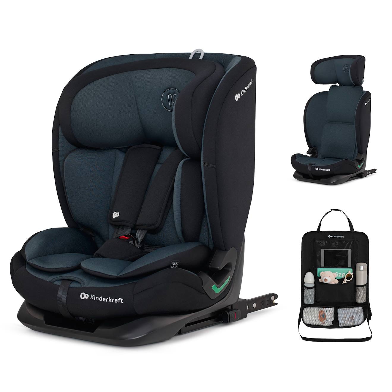 Siège Auto Kinderkraft Oneto3 I-size 76-150 Cm Dossier Inclinable 5 Positions + Organisateur Voiture Noir