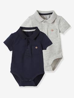 Bébé-T-shirt, sous-pull-Body t-shirt-Lot de 2 bodies bébé naissance ouverture polo avec poche