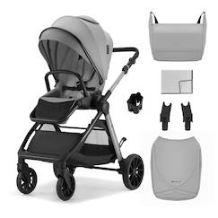 Puériculture-Poussette Kinderkraft VESTO 2 pliage avec assise installée, siège réversible jusqu’à 22 kg, roues 8/11”, sac maman, éco-cuir