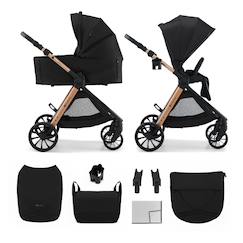Puériculture-Poussette 2 en 1 Kinderkraft VESTO 2 memory buttons, nacelle ventilée 3 zones, pliage avec siège, éco?cuir, accessoires inclus