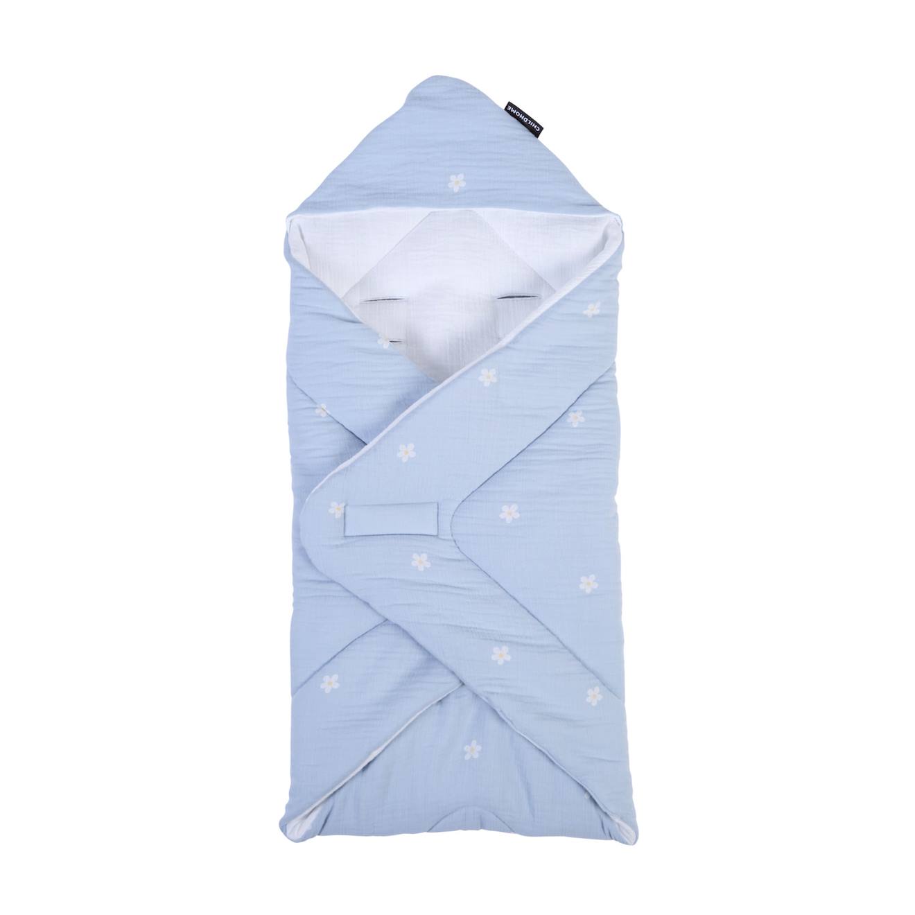 Couverture Enveloppante Universelle Écharpe Bébé Fleur Bleu