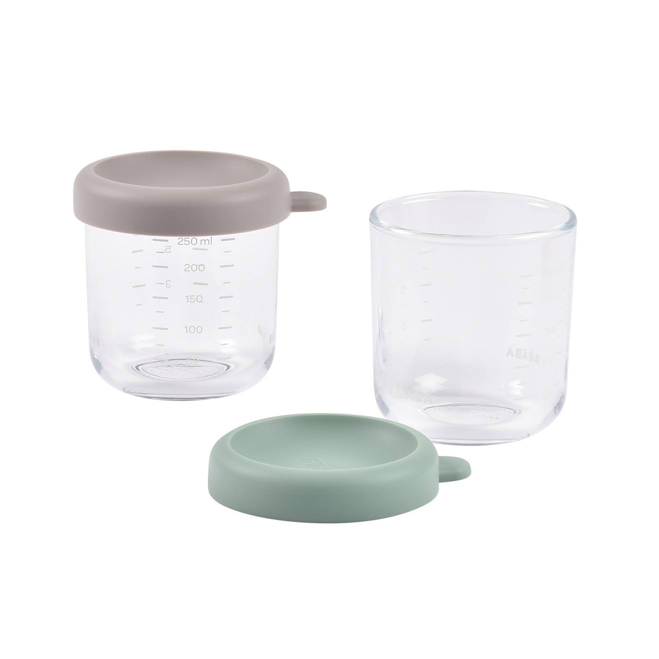 Lot De 2 Portions Repas En Verre 250 Ml Vert Sauge/gazelle (Béaba) - Image 2
