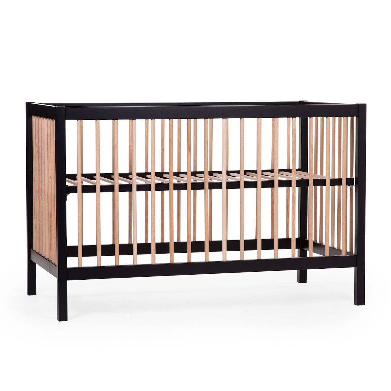 Lit Bébé Sommier À Lattes Hauteur Réglable 120x60 Cm Noir