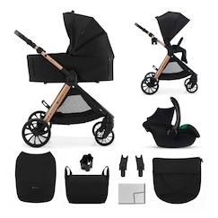 Puériculture-Poussette 3 en 1 Kinderkraft VESTO 2 système de voyage, siège auto mink pro 2, assise réversible, suspension 4 roues