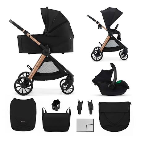Kinderkraft - Poussette 3 En 1 Kinderkraft Vesto 2 Système De Voyage, Siège Auto Mink Pro 2, Assise Réversible, Suspension 4 Roues Noir