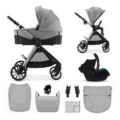 Puériculture-Poussette 3 en 1 Kinderkraft VESTO 2 système de voyage, siège auto mink pro 2, assise réversible, suspension 4 roues