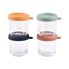 Puériculture-Lot de 4 portions repas en verre 250 ml