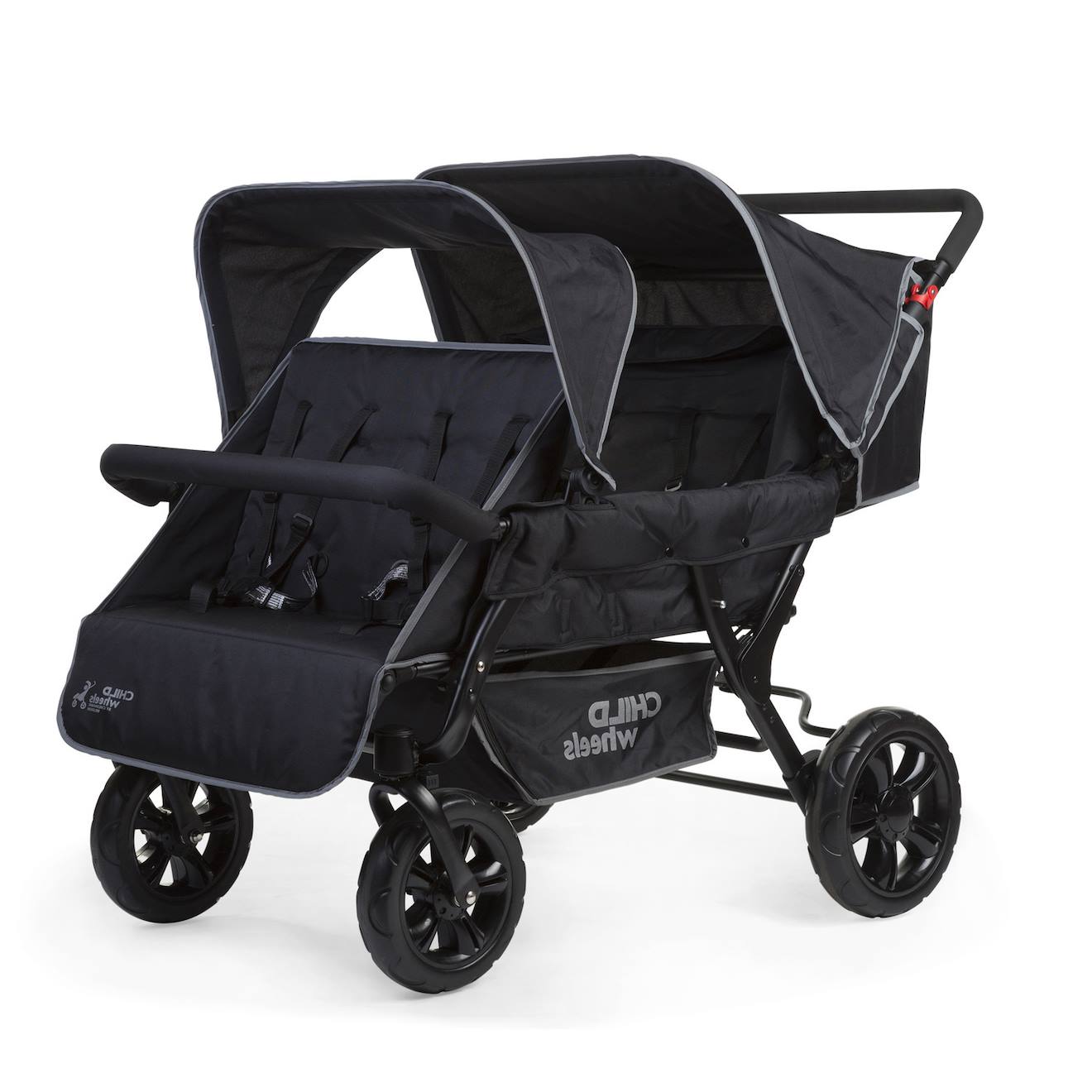 Poussette Capacité 4 Enfants Two By Two Noir