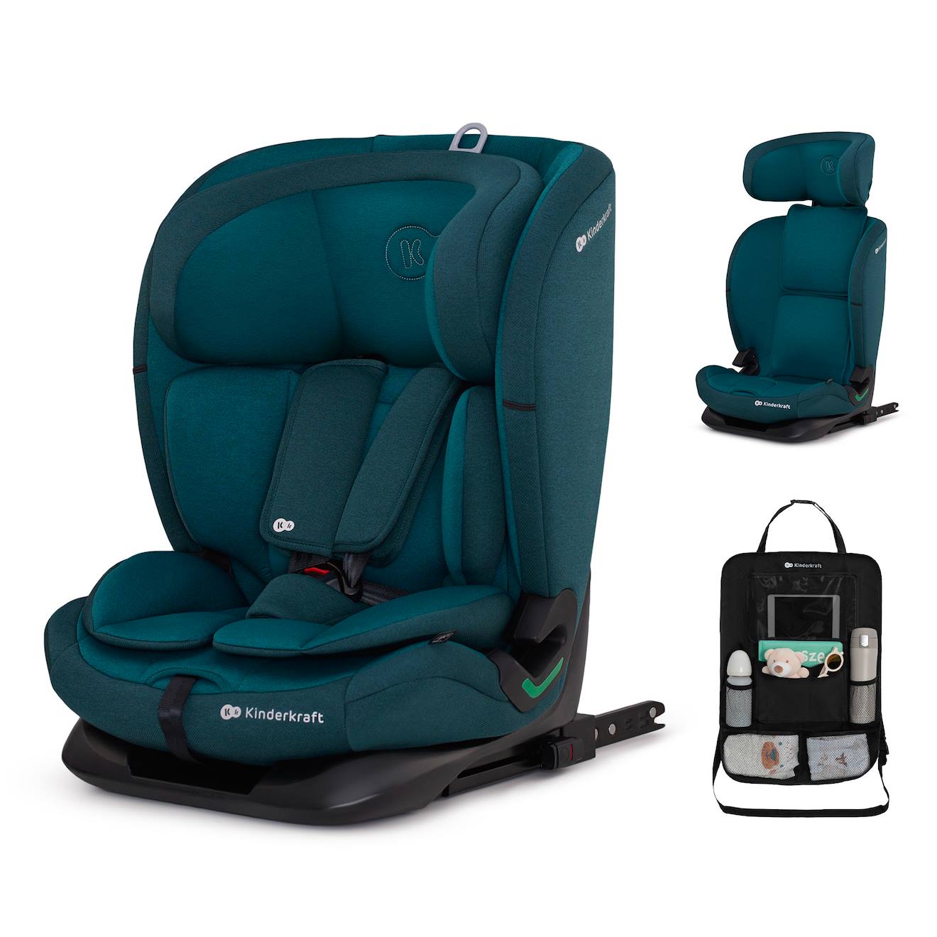 Siège Auto Kinderkraft Oneto3 I-size 76-150 Cm Dossier Inclinable 5 Positions + Organisateur Voiture Vert