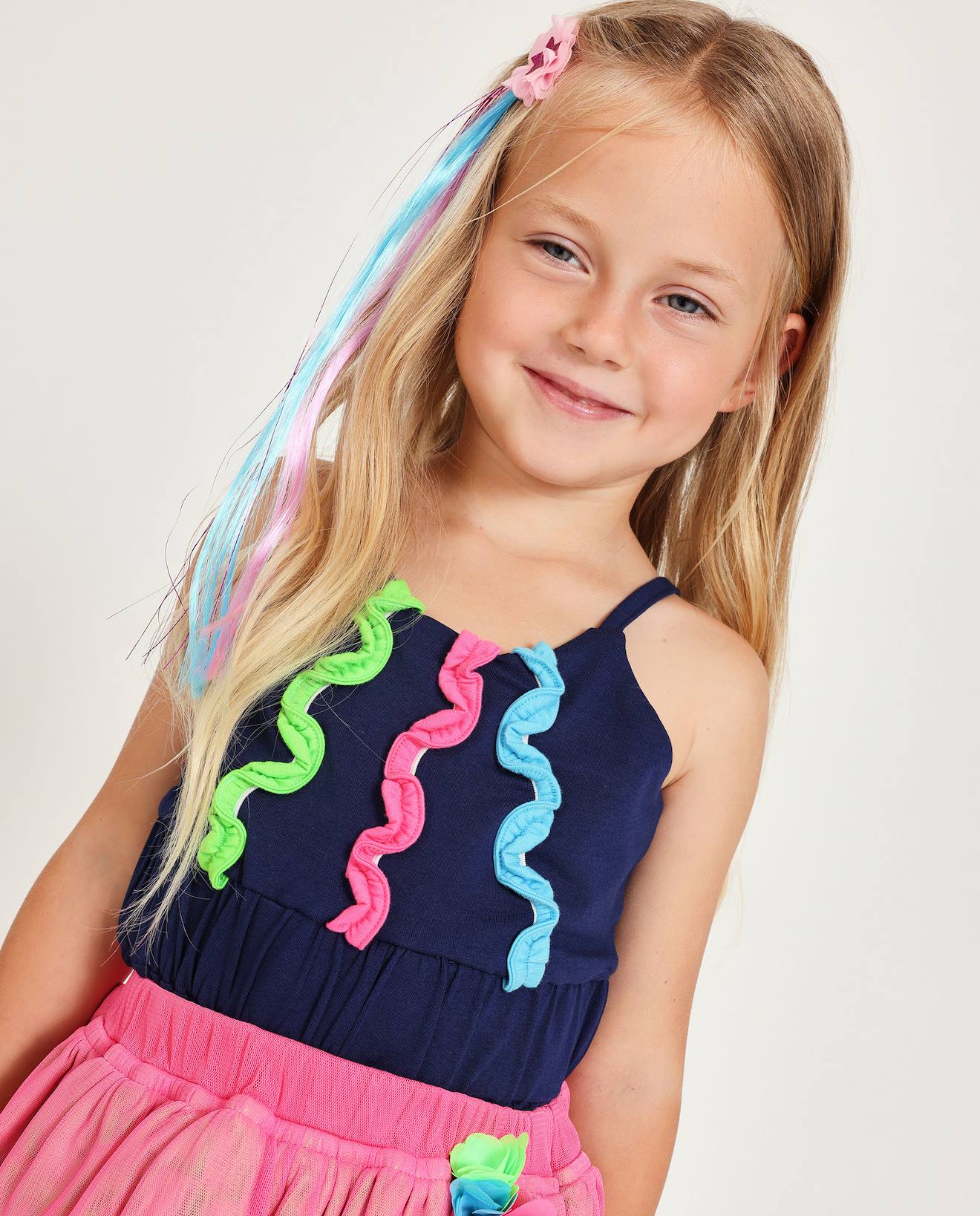 T-shirt Fille En Maille Avec Bretelles Fronces Bleu 15 €