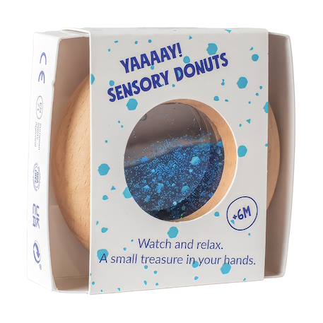 Hochet sensoriel donut calme Bleu+Jaune+Orange+Rose+Rouge+Turquoise+Vert+Violet 2 - vertbaudet enfant 