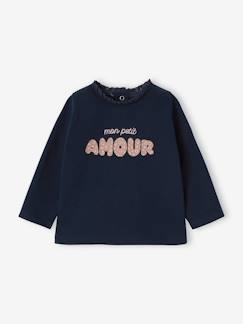 -T-shirt bébé manches longues avec motif c½ur léopard