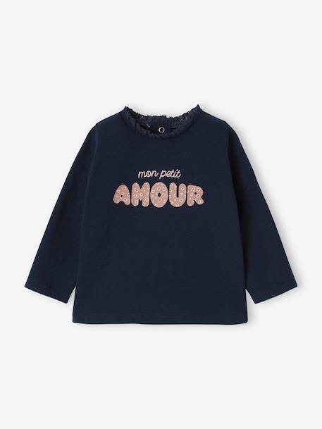 Bébé-T-shirt, sous-pull-T-shirt bébé manches longues avec motif c½ur léopard