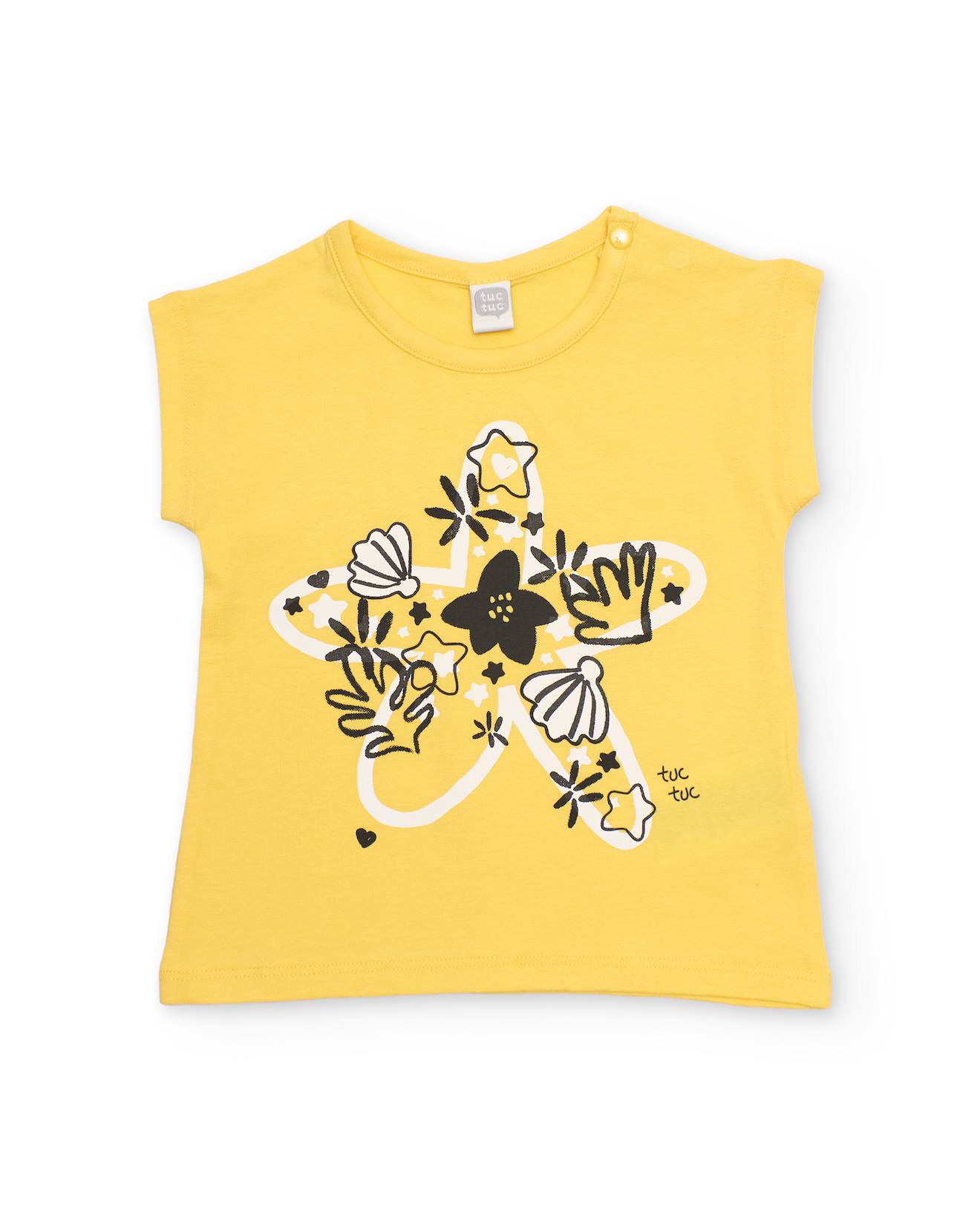T-shirt En Maille Pour Fille Avec Motif toiles De Mer Jaune 8$