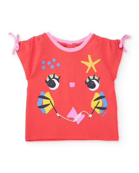Fille-T-shirt, sous-pull-T-shirt en maille pour fille avec grand imprimé sur le devant