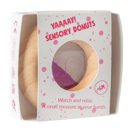 Hochet sensoriel donut calme Bleu+Jaune+Orange+Rose+Rouge+Turquoise+Vert+Violet 14 - vertbaudet enfant 