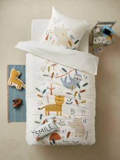 Linge de maison et décoration-Linge de lit enfant-Parure housse de couette + taie d'oreiller JUNGLE PARADISE Oeko-Tex®