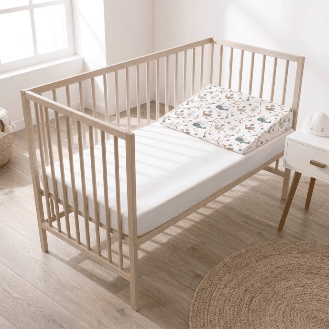Pack Matelas Bébé 60x120 Cm + Plan Incliné Coton Sweety - Confort Souple Et Position Idéale Bleu (Les Noursons) - Image 2