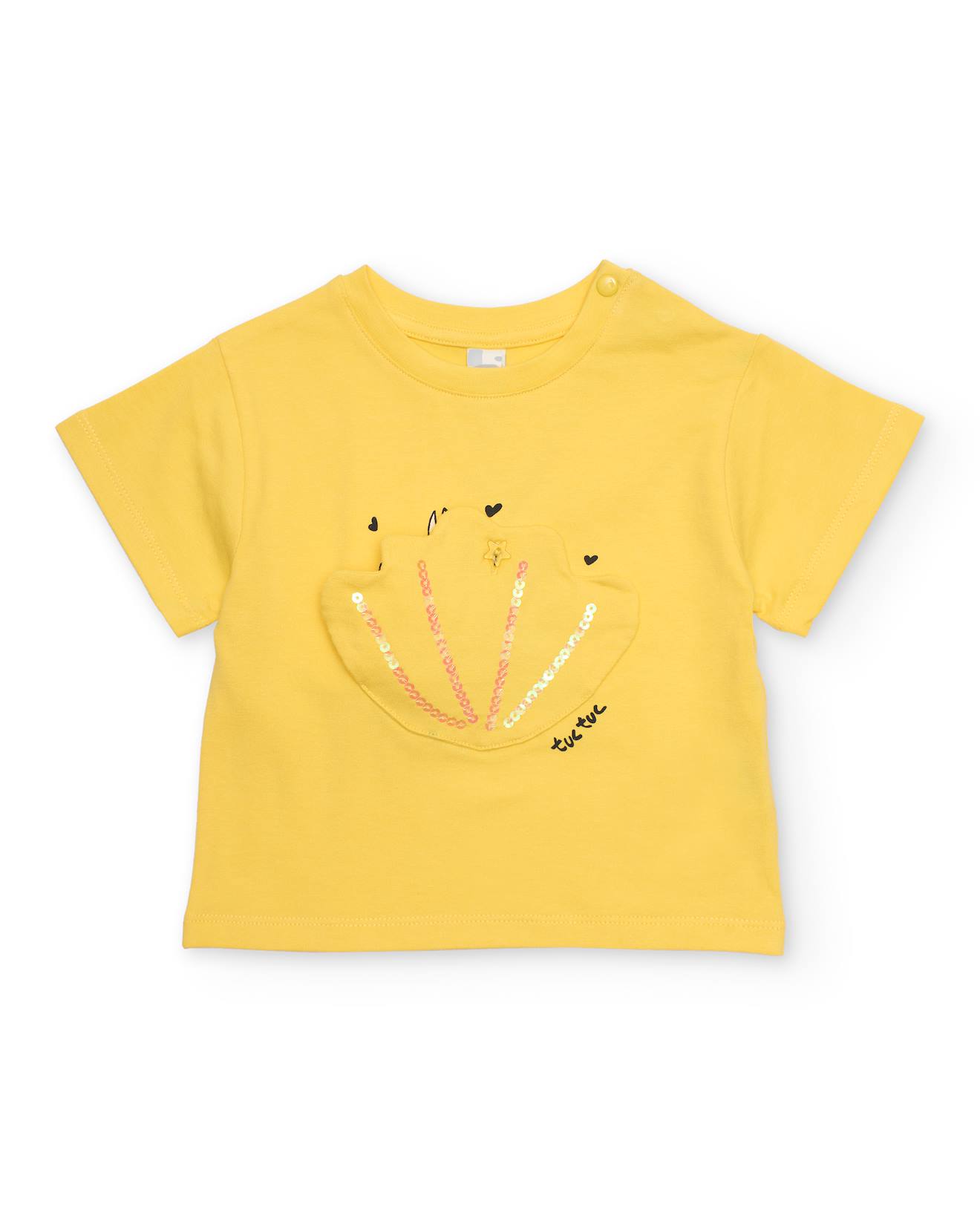 T-shirt En Maille Pour Fille Avec Dtail En Relief Et Sequins Jaune 14 €